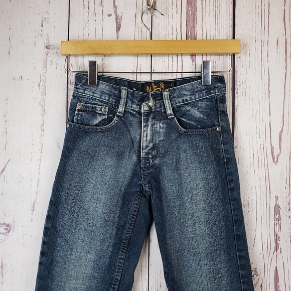 Jean Station Girls Size 7 Floral Straight Leg Medium Wash Denim Blue - Picture 1 of 9